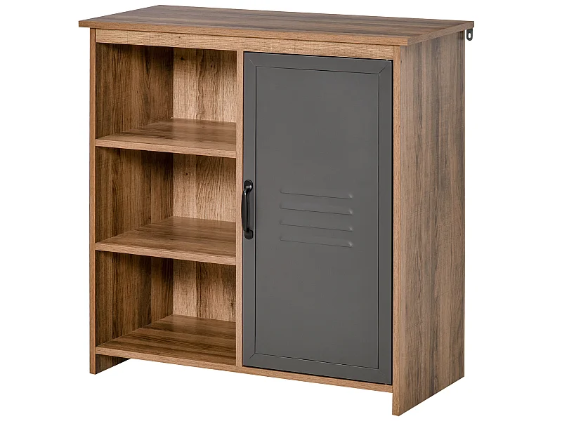 Aparador auxiliar madera natural y gris 80x35x82 cm HOMCOM