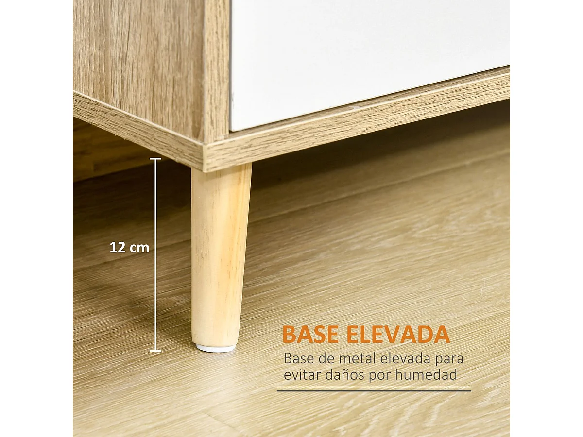 Aparador de salón natural y blanco 100x30x85 cm HOMCOM