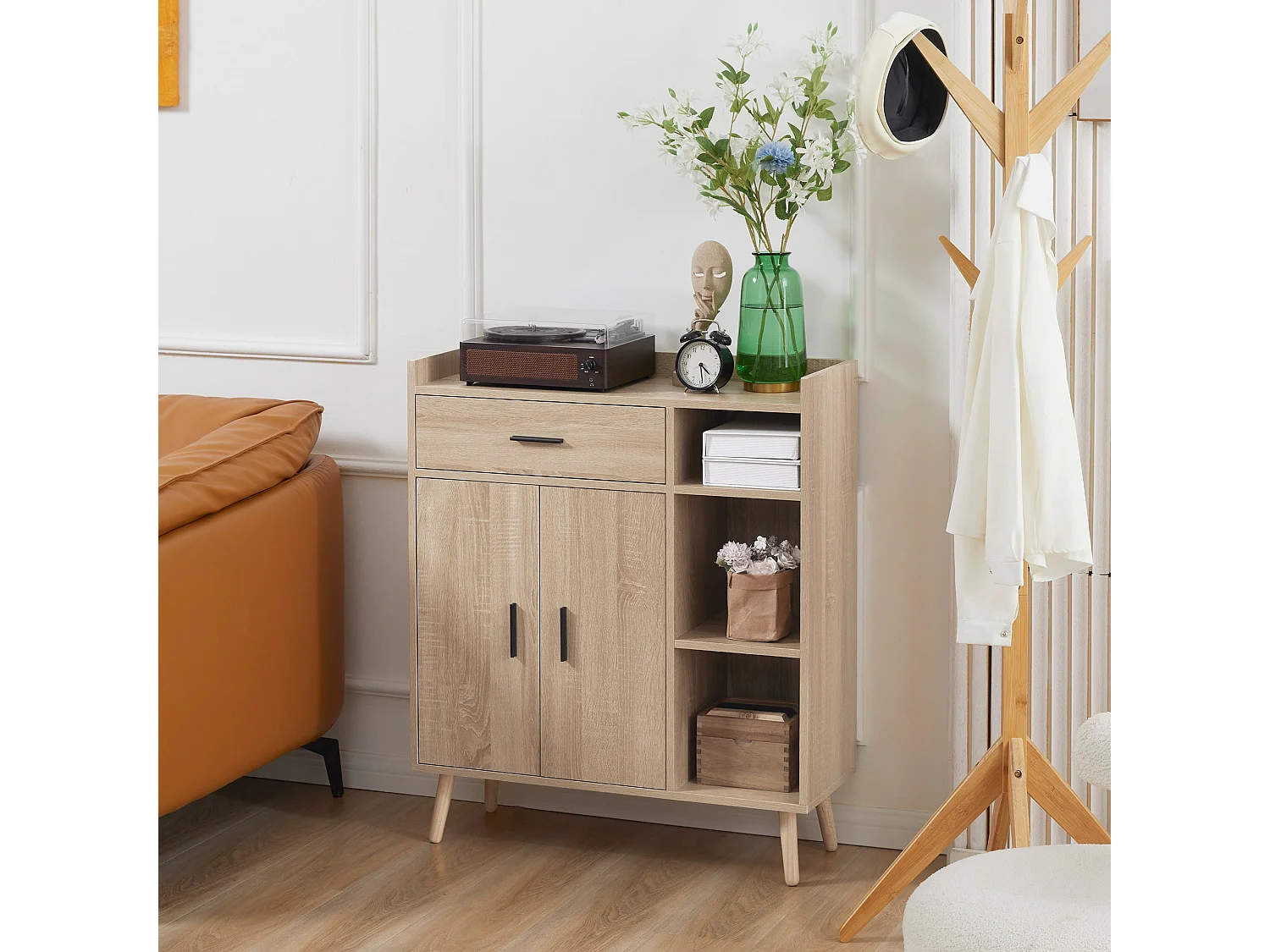 Aparador auxiliar madera natural 80x30x96.5 cm HOMCOM