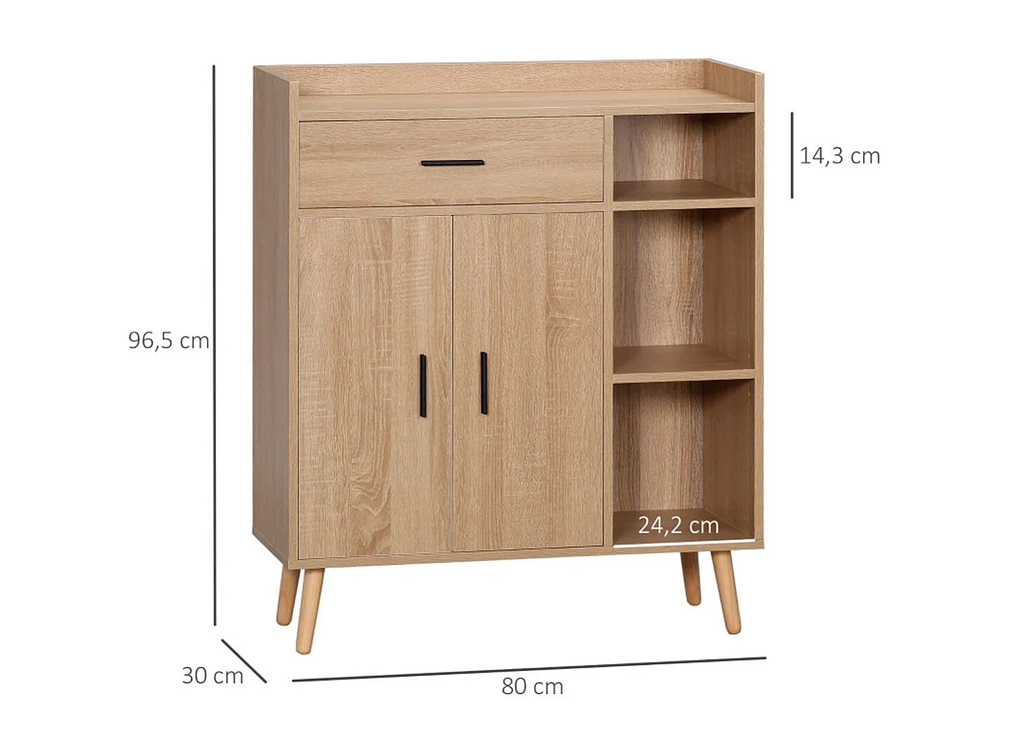 Aparador auxiliar madera natural 80x30x96.5 cm HOMCOM