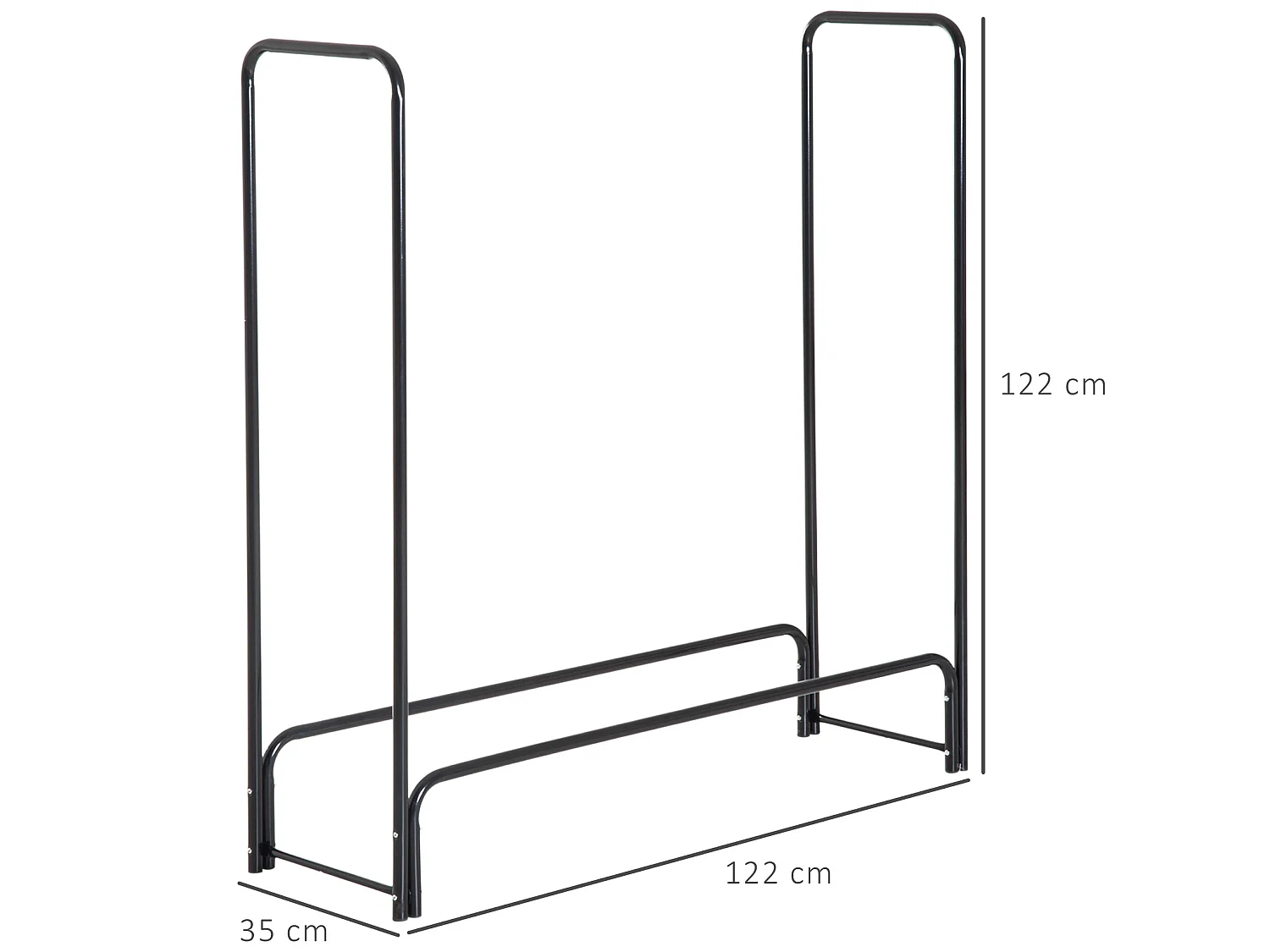Estante para leña negro 122x35x122cm HOMCOM