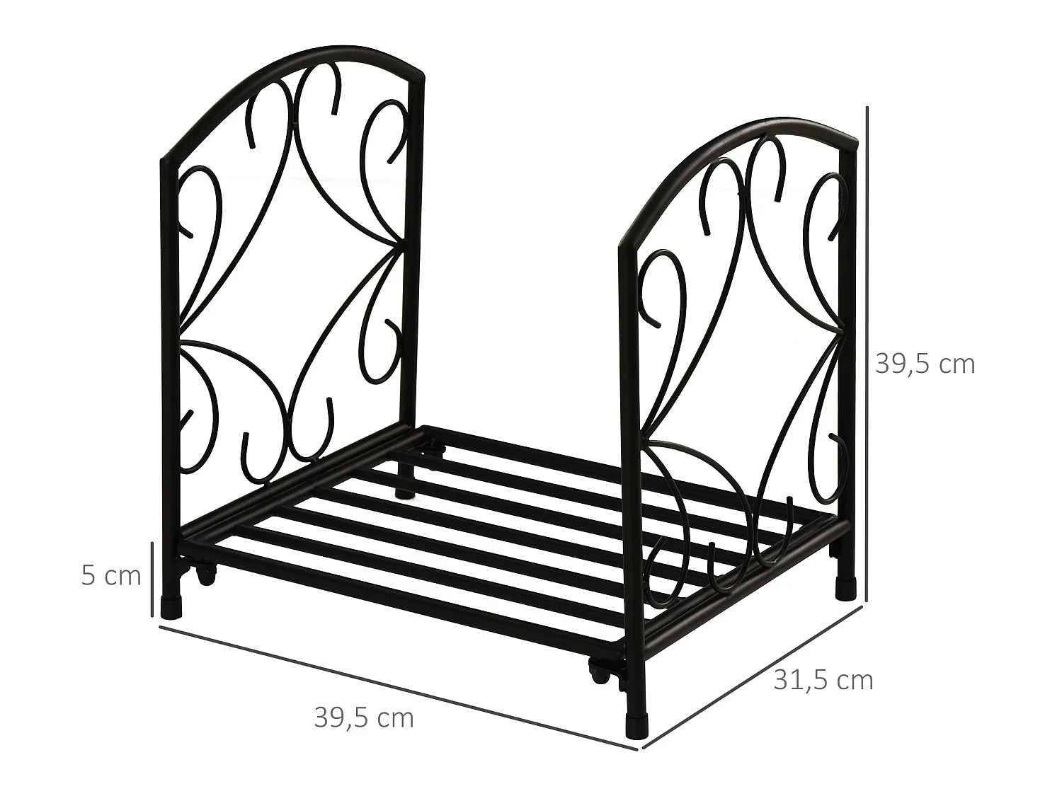 Estante para leña negro 39.5x31.5x39.5 cm Outsunny