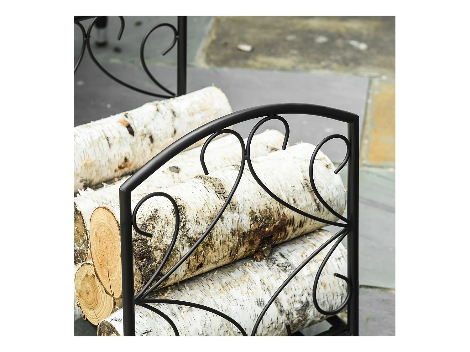 Estante para leña negro 39.5x31.5x39.5 cm Outsunny