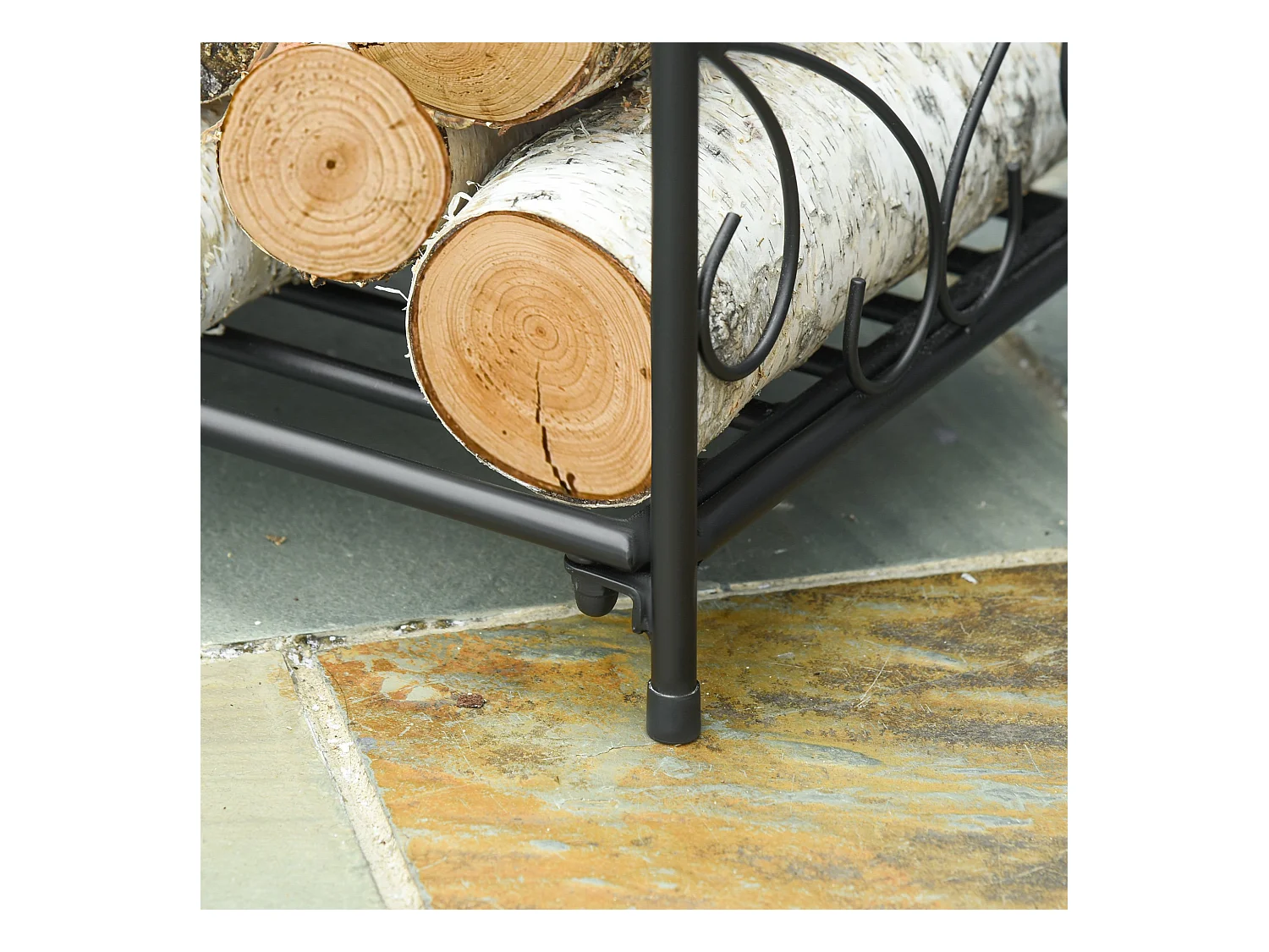 Estante para leña negro 39.5x31.5x39.5 cm Outsunny