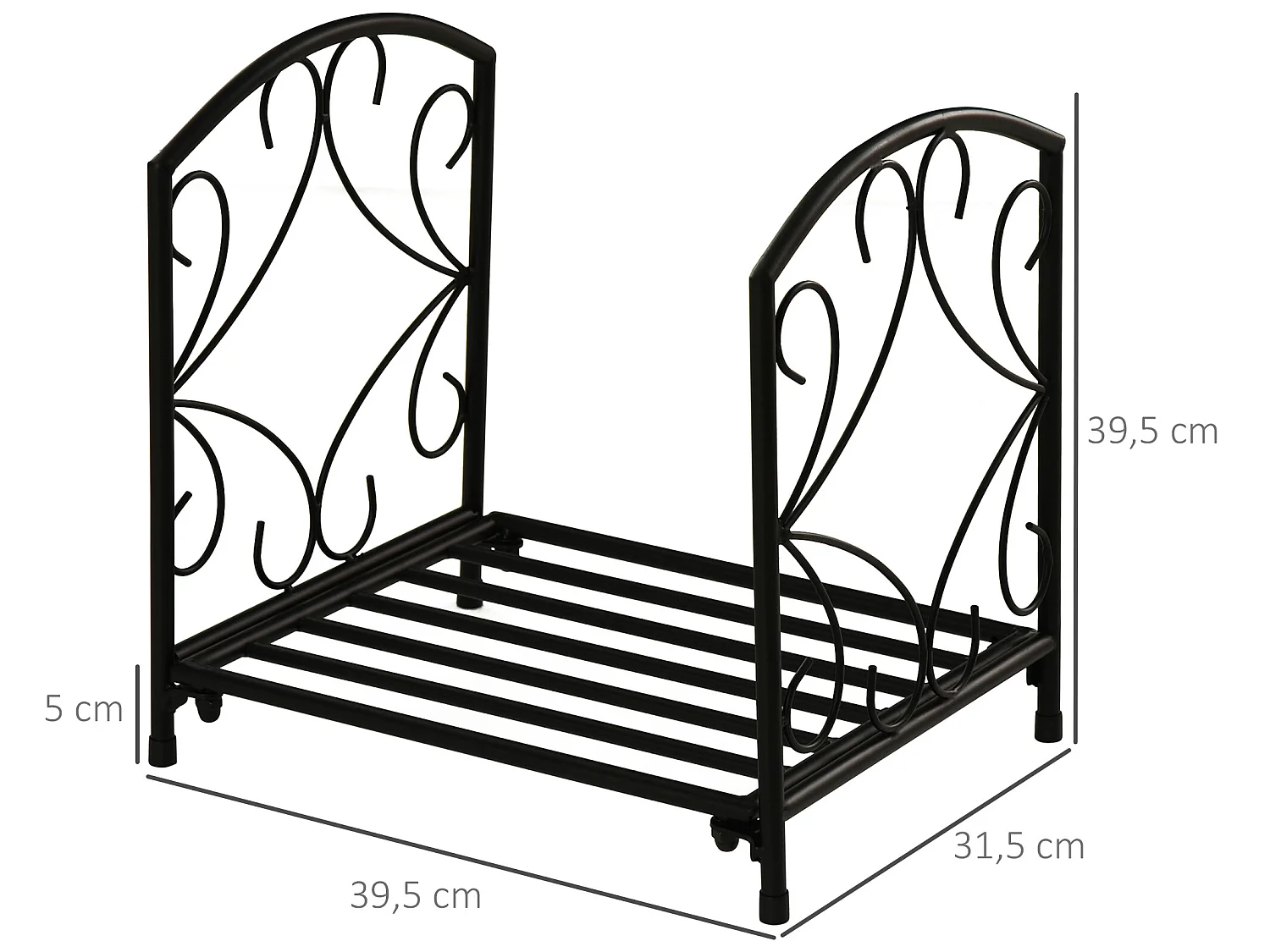 Estante para leña negro 39.5x31.5x39.5 cm Outsunny