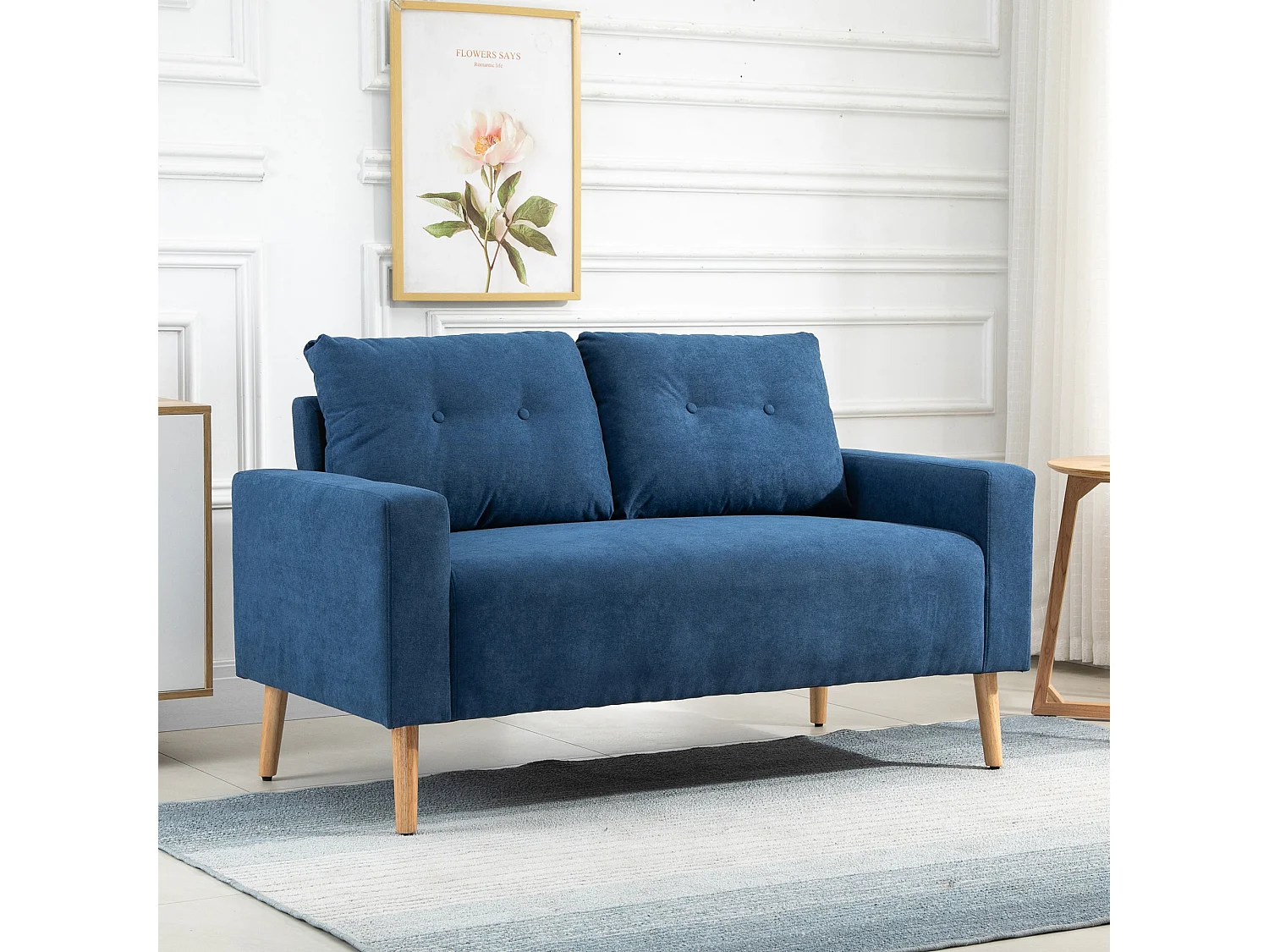 Sofá doble azul 145x76x88 cm HOMCOM