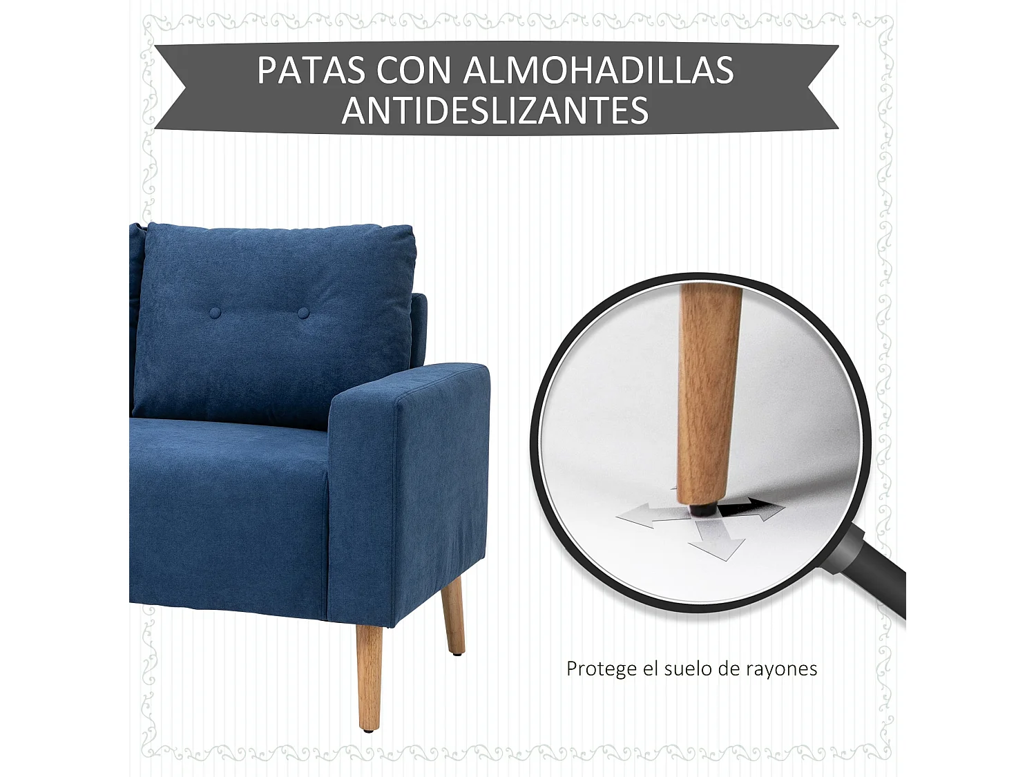 Sofá doble azul 145x76x88 cm HOMCOM