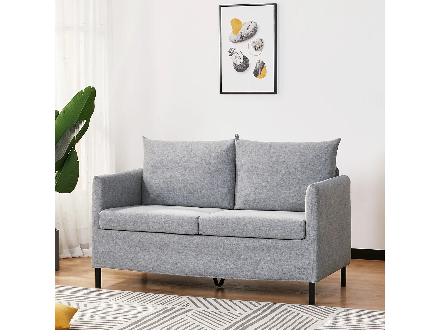 Sofá de 2 plazas gris 130x67x76.5 cm HOMCOM