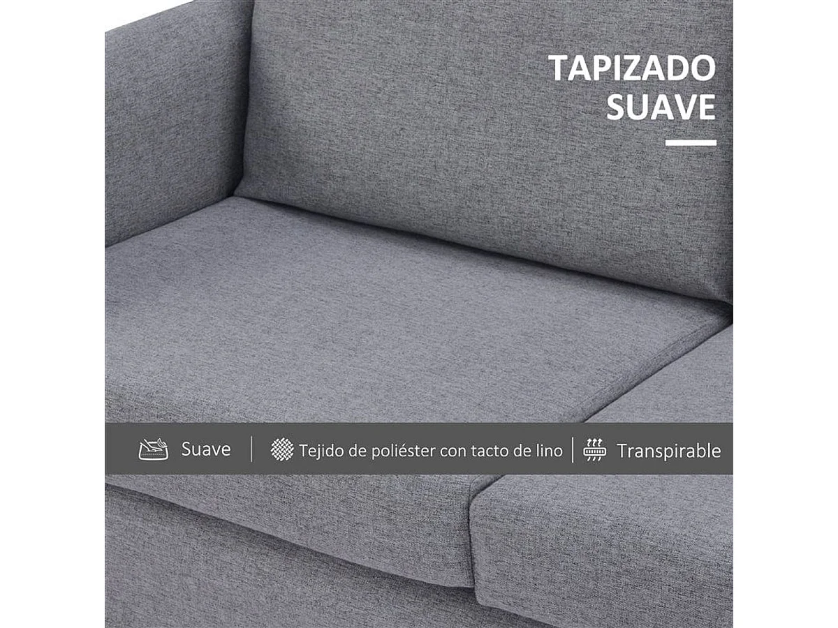 Sofá de 2 plazas gris 130x67x76.5 cm HOMCOM