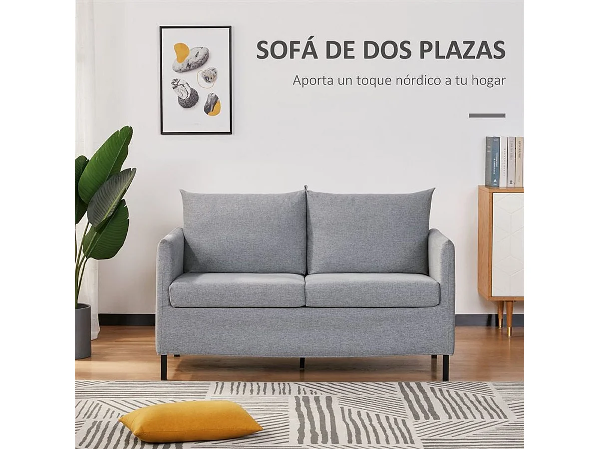 Sofá de 2 plazas gris 130x67x76.5 cm HOMCOM