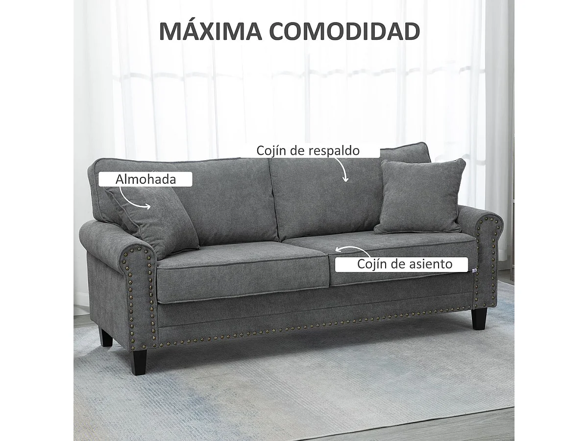 Sofá doble gris 196x80.5x89 cm HOMCOM