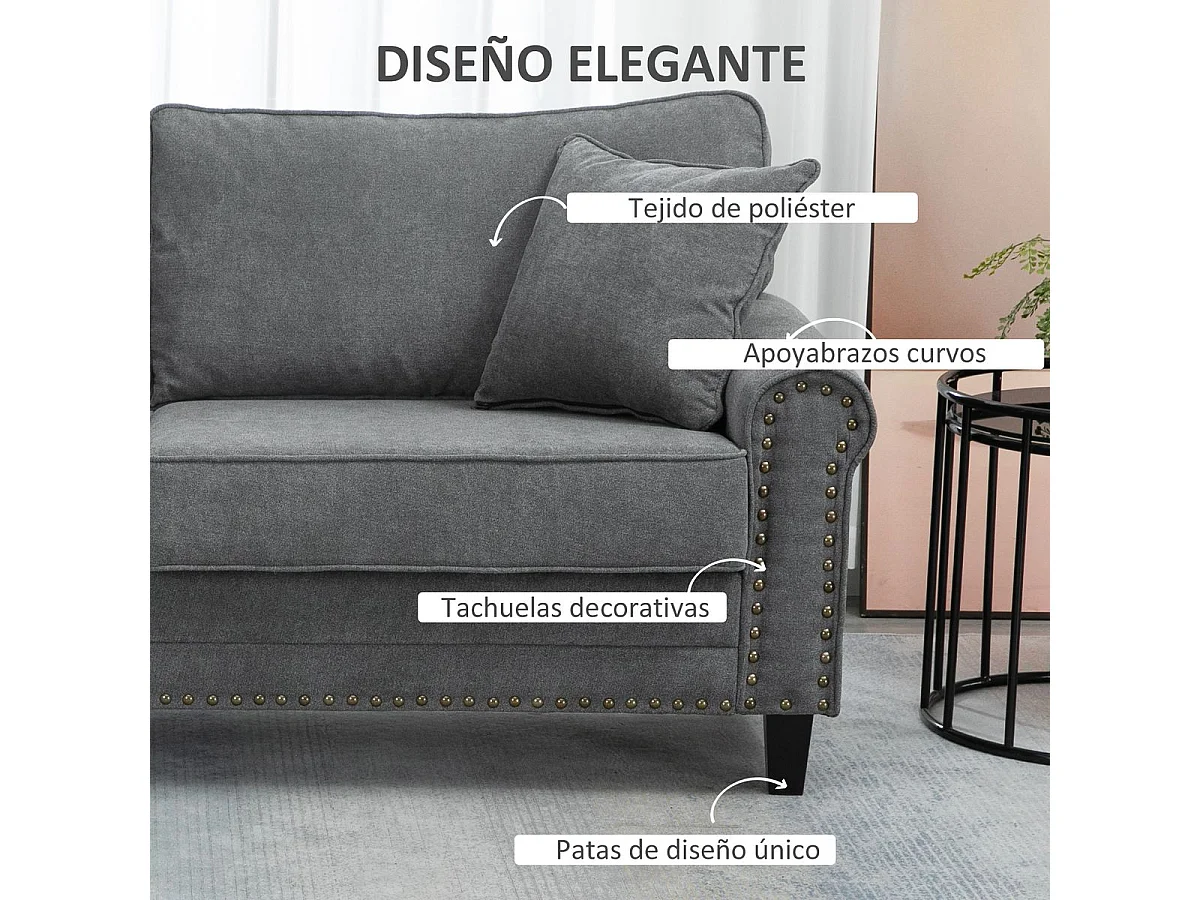 Sofá doble gris 196x80.5x89 cm HOMCOM