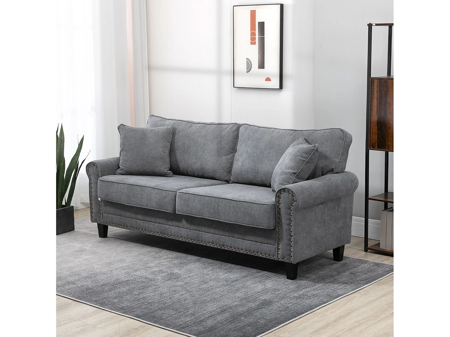 Sofá doble gris 196x80.5x89 cm HOMCOM