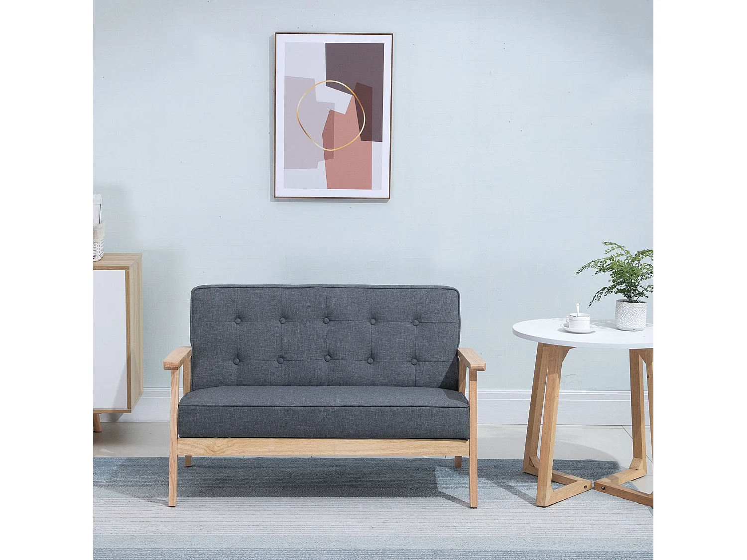 Sofá de 2 plazas gris 114x66x69 cm HOMCOM