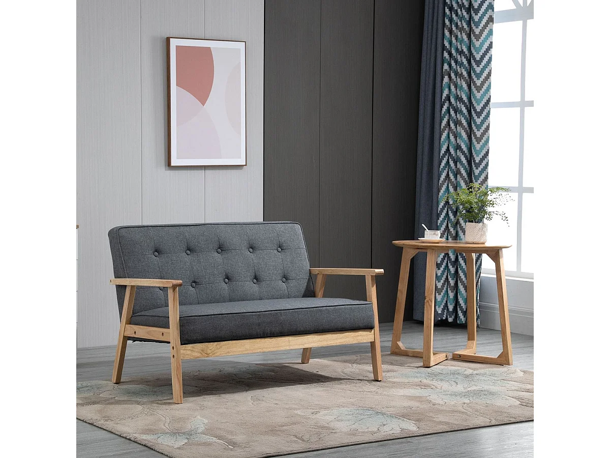 Sofá de 2 plazas gris 114x66x69 cm HOMCOM