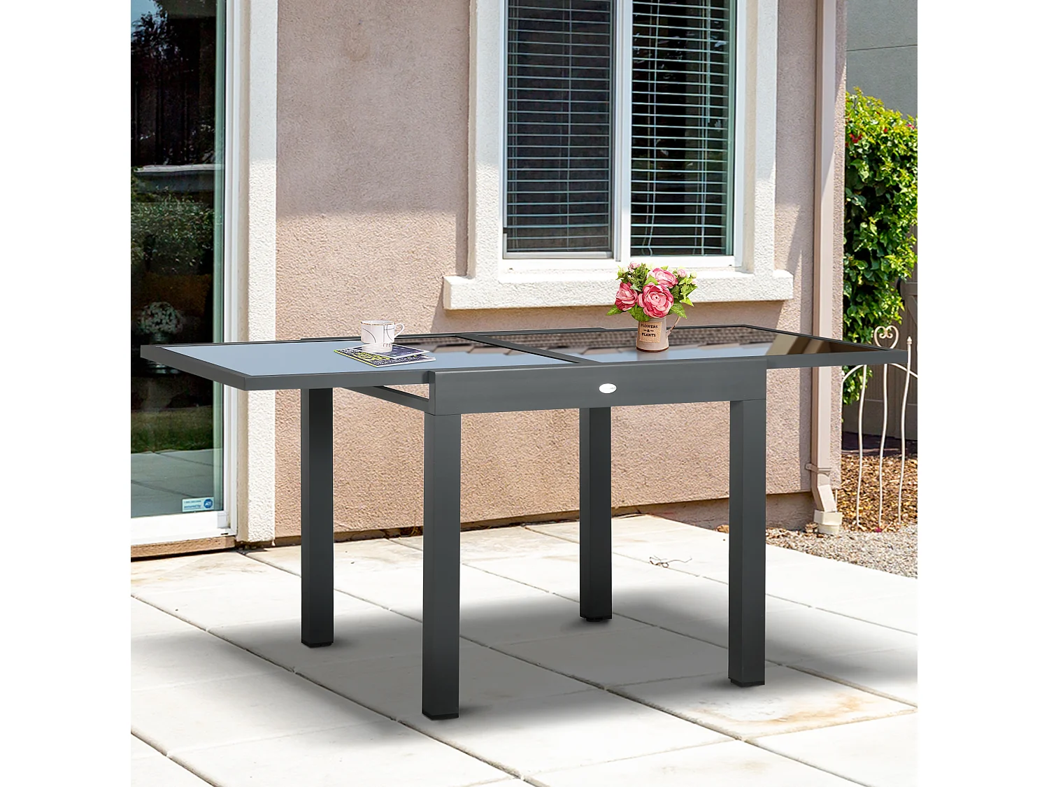 Mesa de jardín negro 160x80x75 cm Outsunny