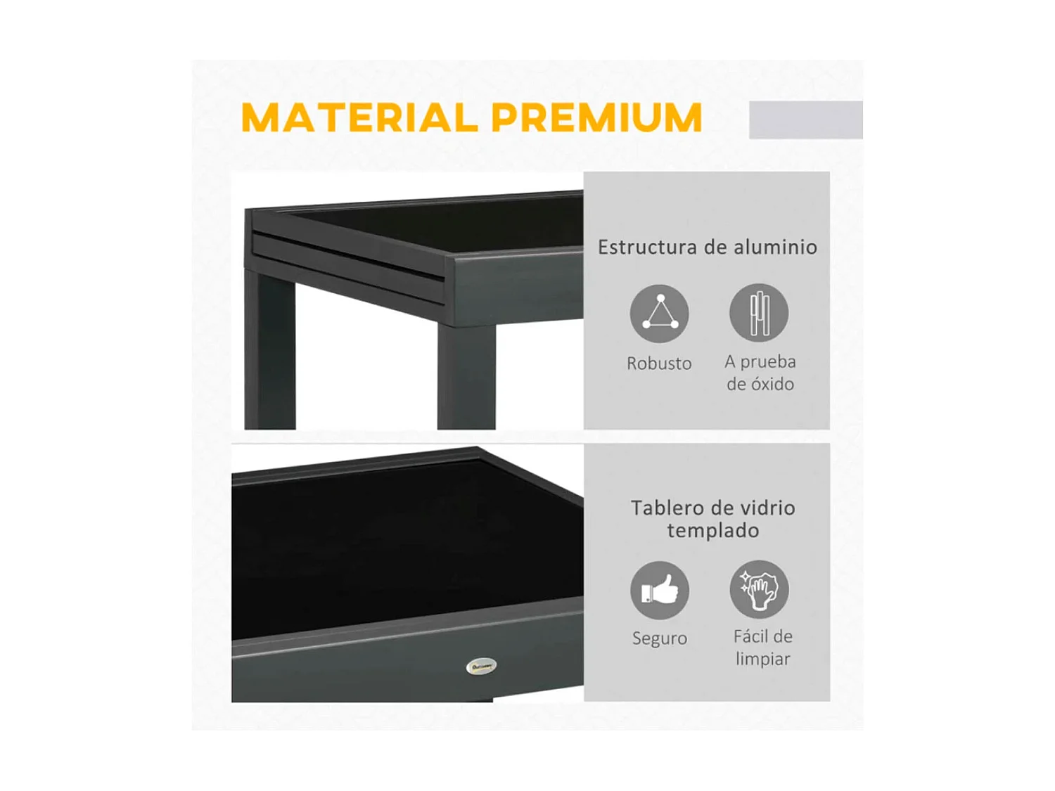 Mesa de jardín negro 160x80x75 cm Outsunny