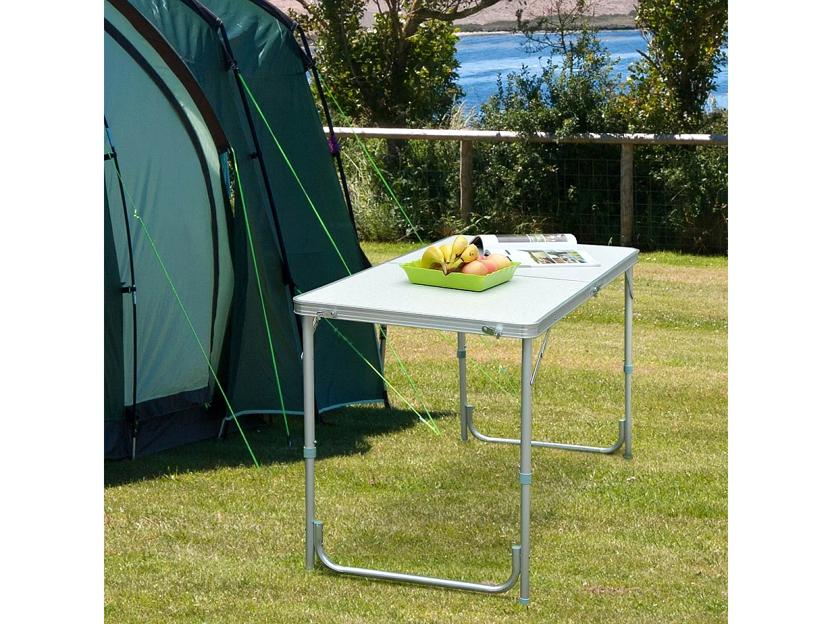 Mesa de camping blanco y gris 120x60x70 cm Outsunny