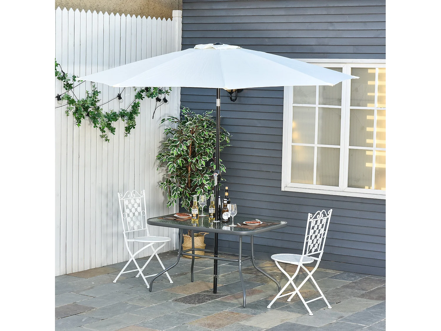 Mesa de jardín gris carbón 120x80x70cm Outsunny