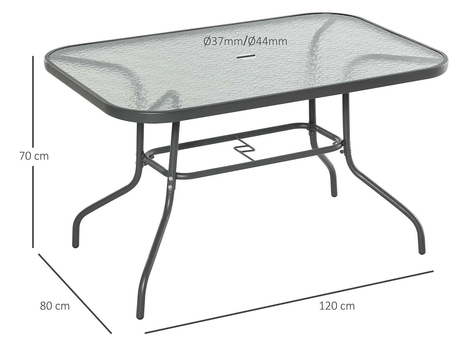 Mesa de jardín gris carbón 120x80x70cm Outsunny