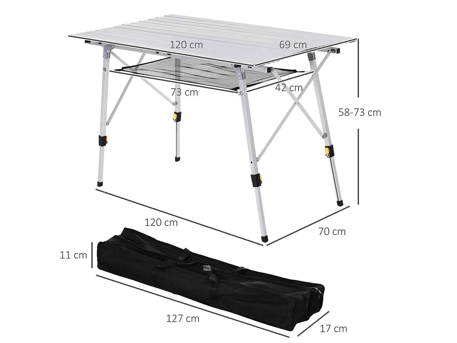 Mesa de picnic plateado 120x70x73 cm Outsunny