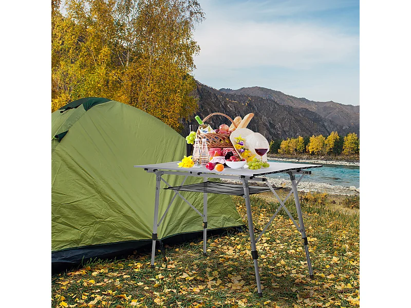 Mesa de picnic plateado 120x70x73 cm Outsunny