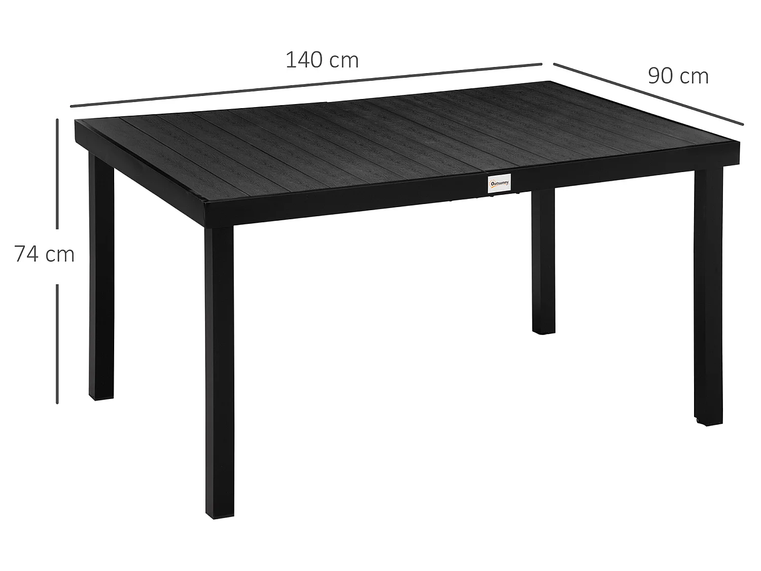Mesa de jardín negro 140x90x74 cm Outsunny