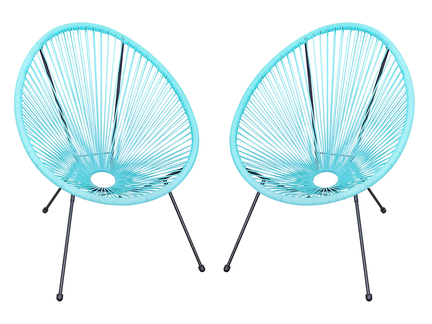 Set de 2 sillas de jardín de ratán turquesa 73x77x87 cm Outsunny