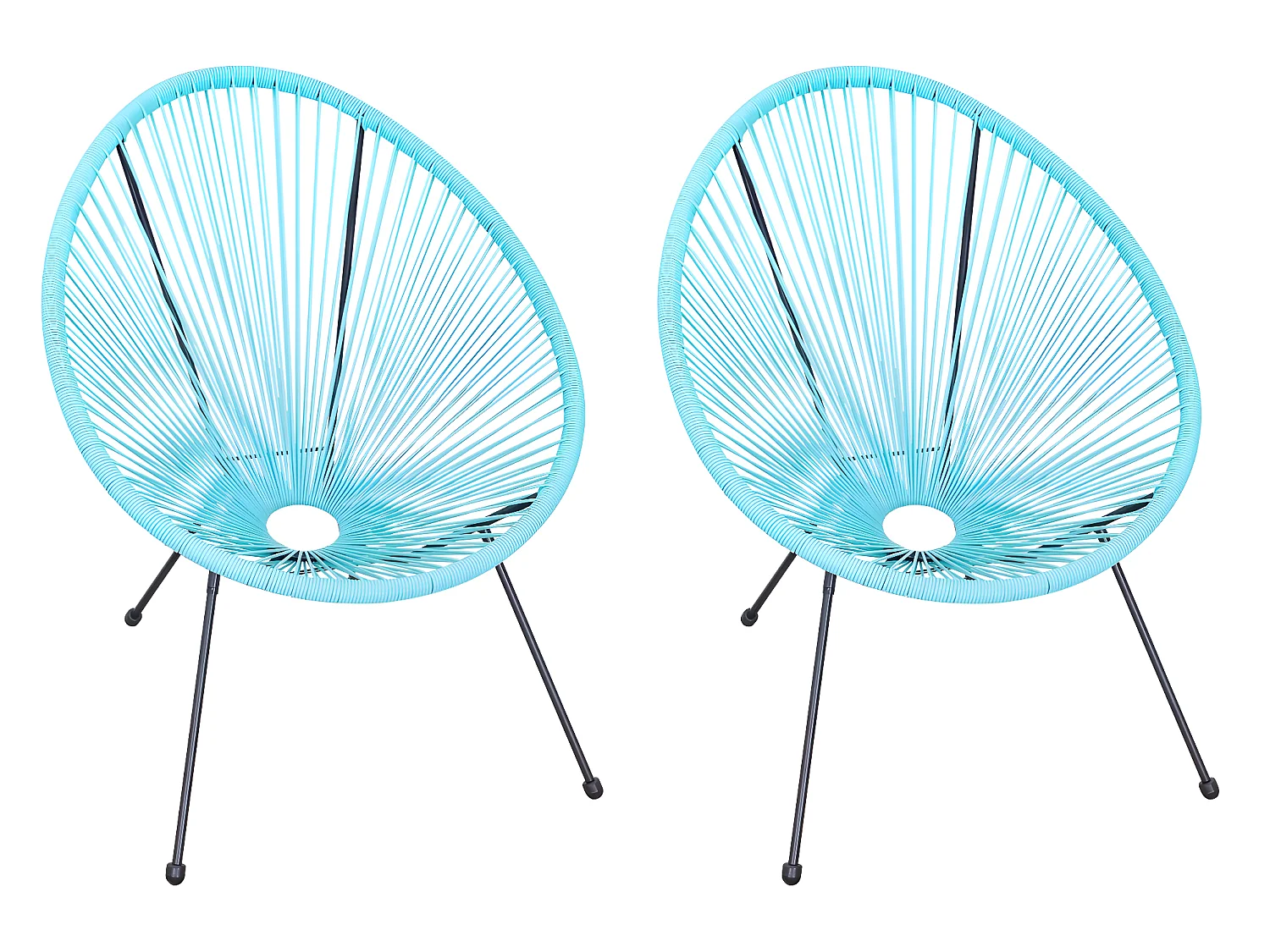 Set de 2 sillas de jardín de ratán turquesa 73x77x87 cm Outsunny