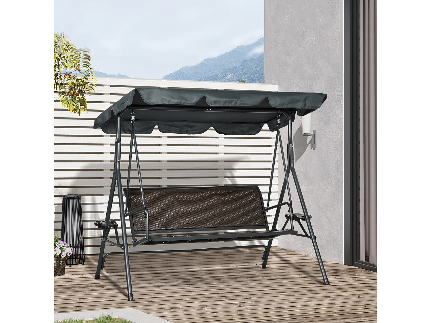 Columpio de jardín gris oscuro 204x112x150 cm Outsunny