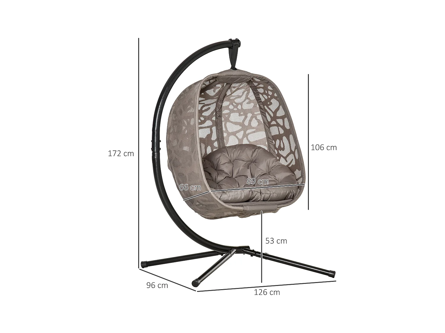 Silla colgante con soporte arena 126x96x172 cm Outsunny