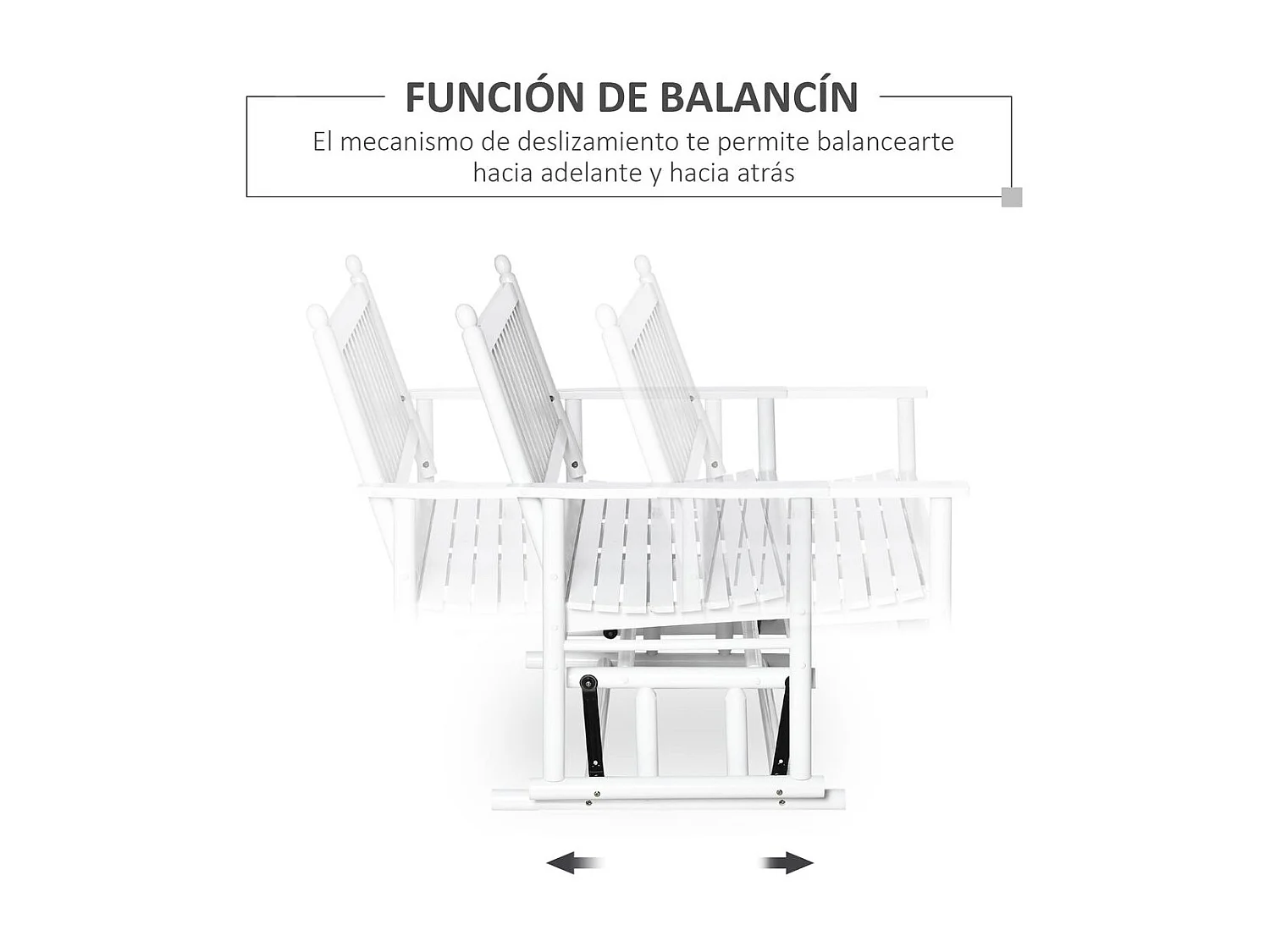 Banco mecedora de jardín blanco 125x68.5x102 cm Outsunny