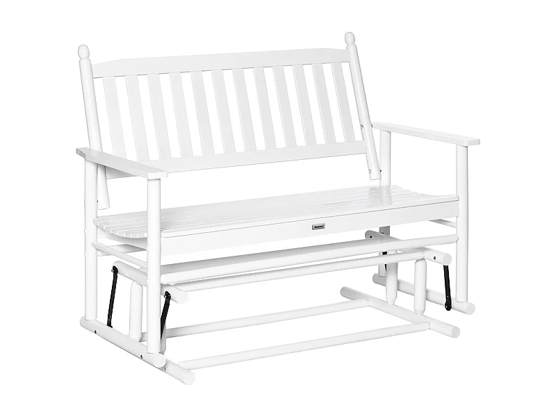 Banco mecedora de jardín blanco 125x68.5x102 cm Outsunny