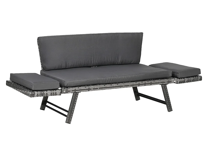 Sofá de ratán de 2 plazas gris 129x63x67 cm Outsunny