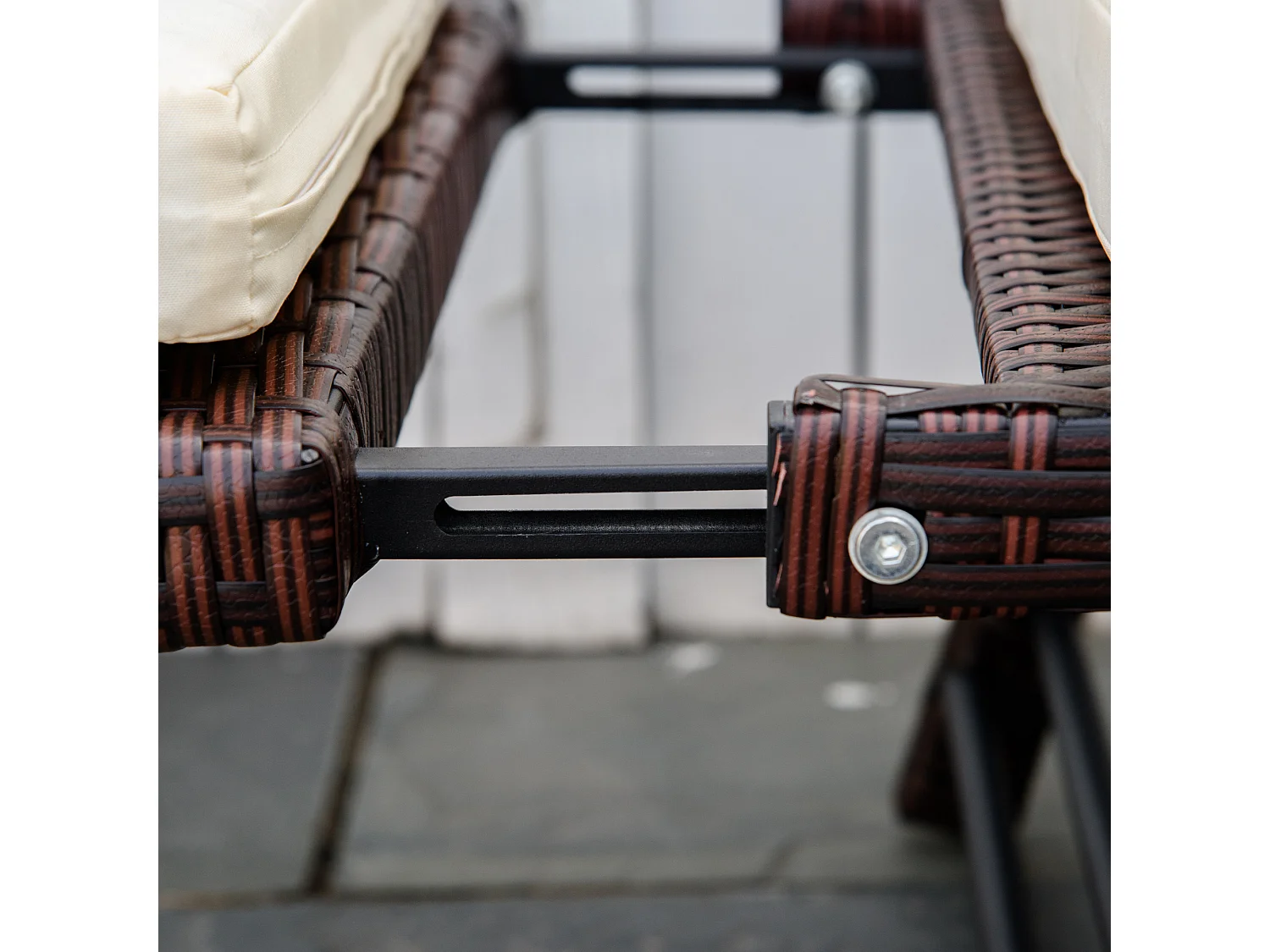 Sofá de ratán de 2 plazas beige 129x63x67 cm Outsunny