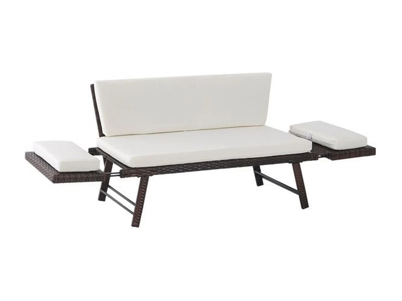 Sofá de ratán de 2 plazas beige 129x63x67 cm Outsunny