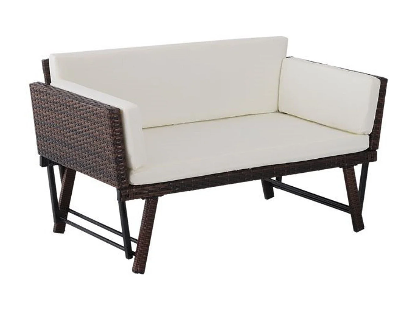 Sofá de ratán de 2 plazas beige 129x63x67 cm Outsunny