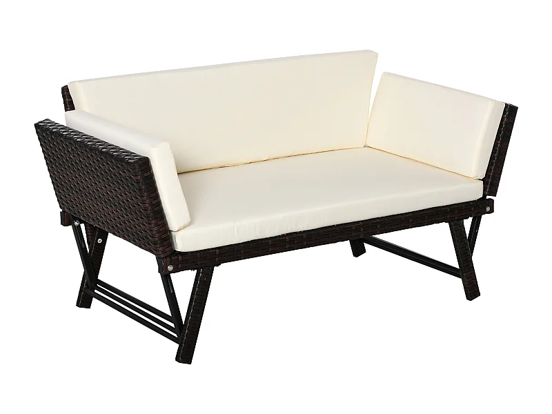Sofá de ratán de 2 plazas beige 129x63x67 cm Outsunny