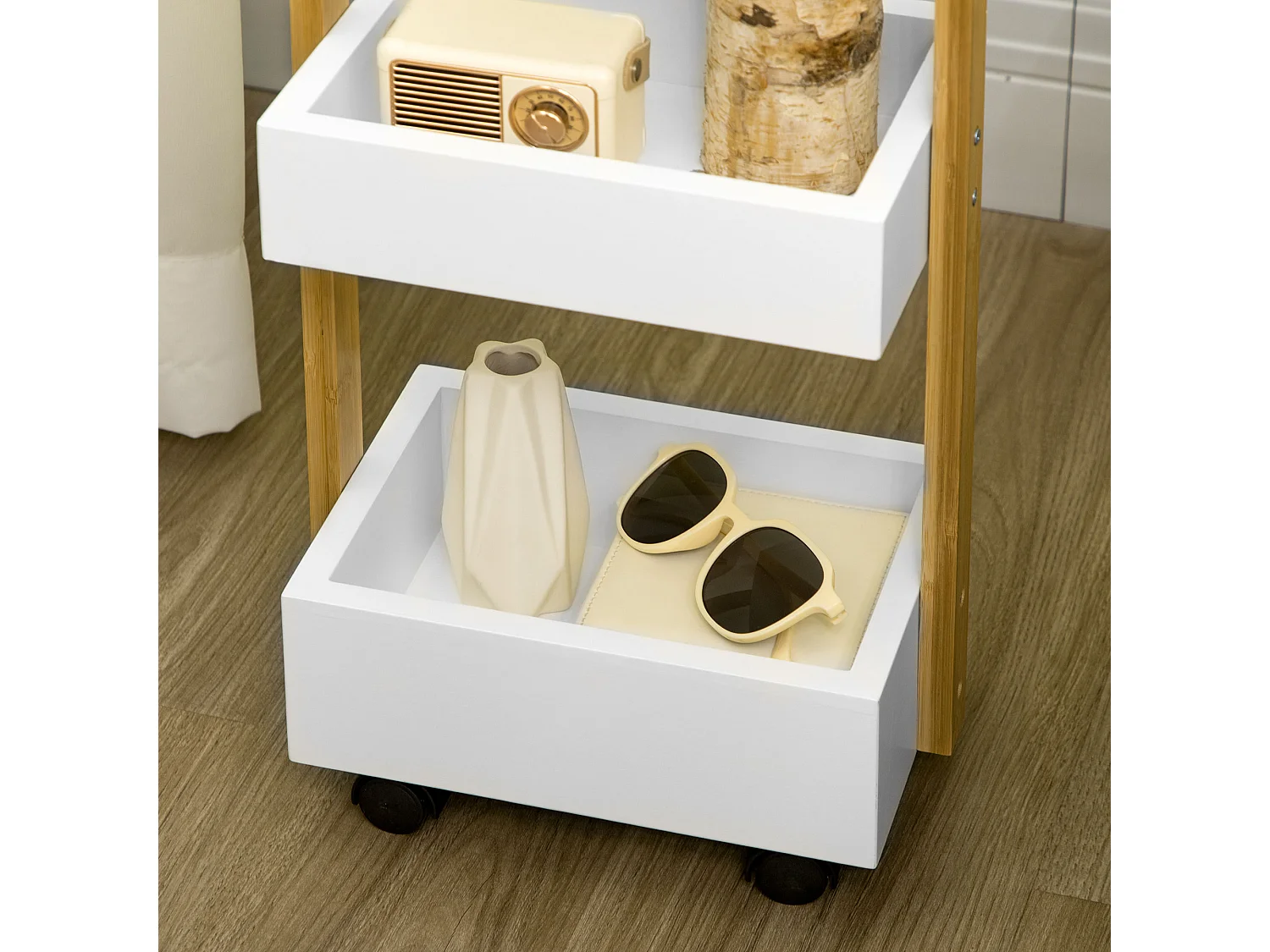 Carrito auxiliar blanco 28x18x75 cm HOMCOM