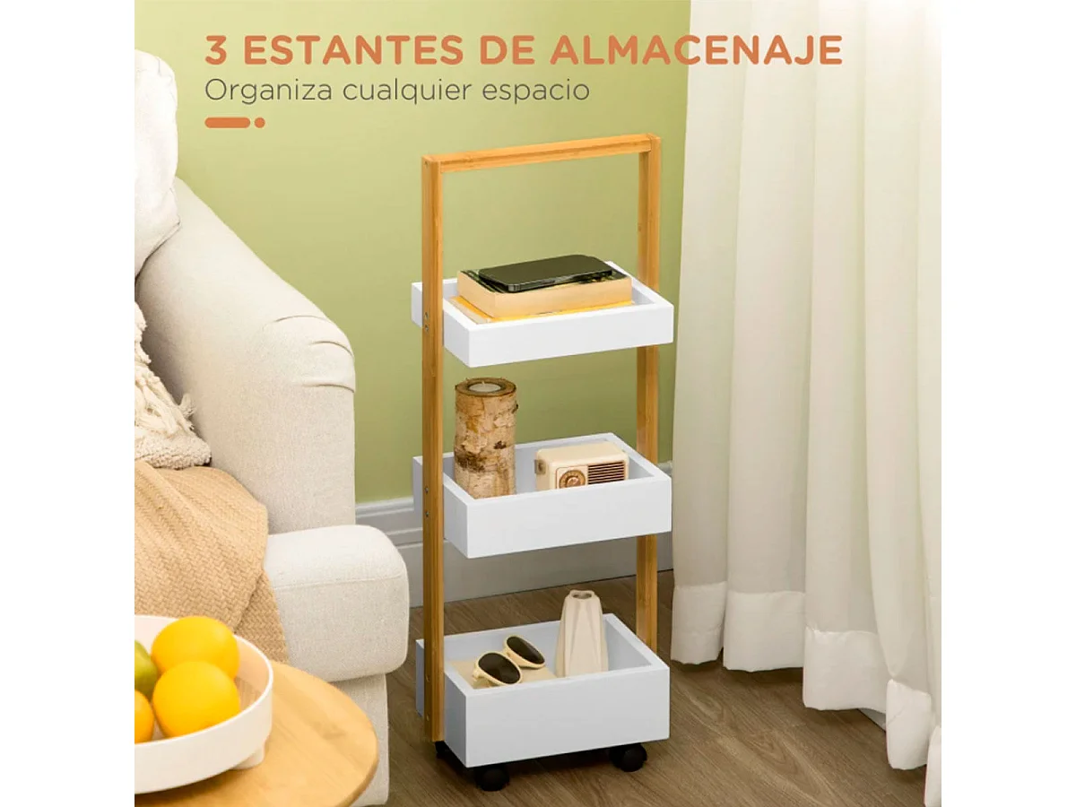 Carrito auxiliar blanco 28x18x75 cm HOMCOM