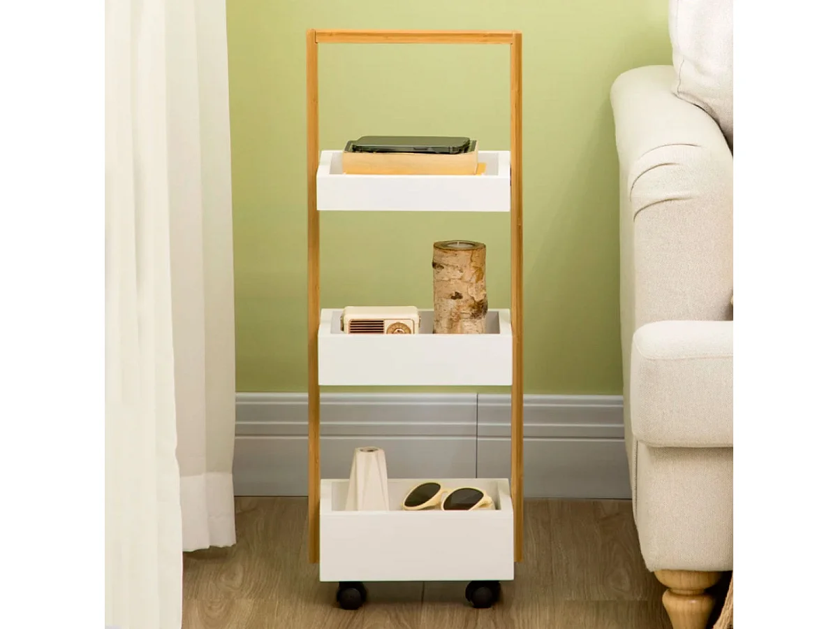 Carrito auxiliar blanco 28x18x75 cm HOMCOM