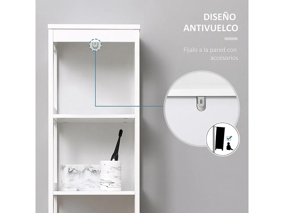 Estantería de baño blanco 30x30x140 cm kleankin