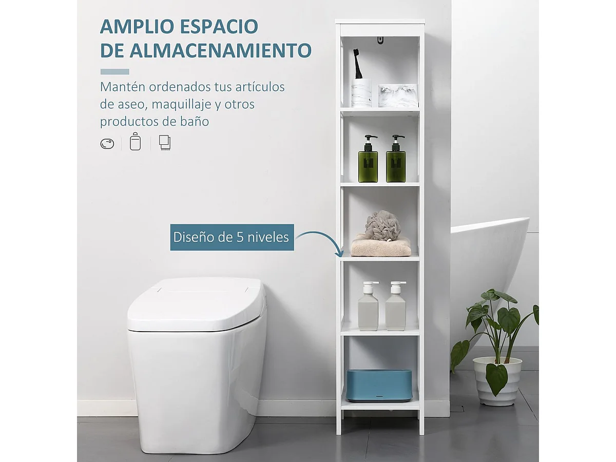 Estantería de baño blanco 30x30x140 cm kleankin