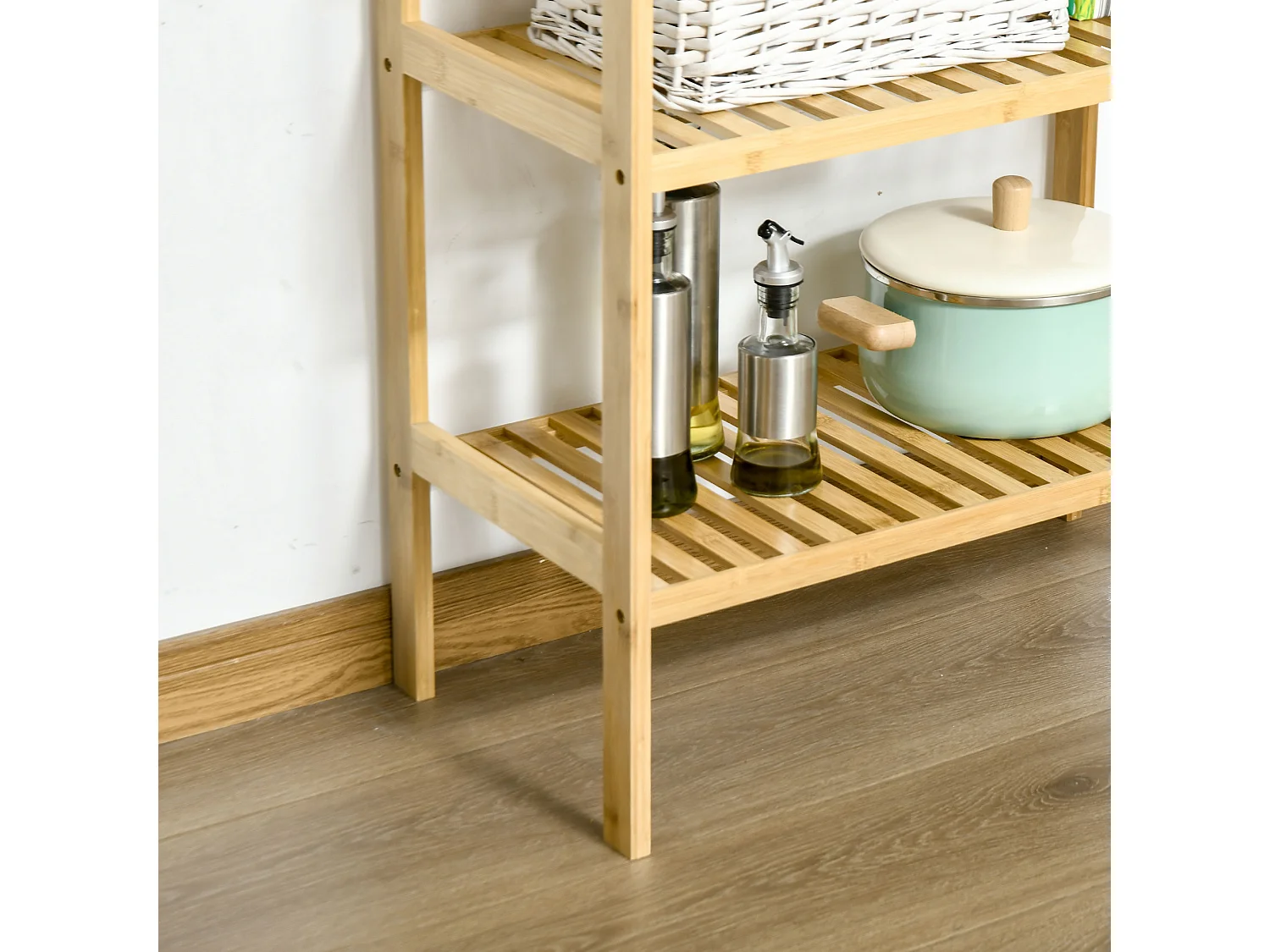 Estantería de bambú de 3 niveles madera natural 62x33x80 cm HOMCOM