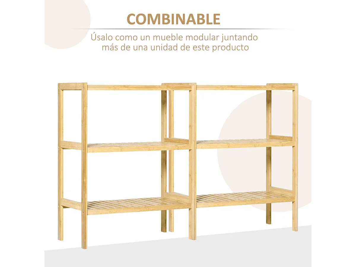 Estantería de bambú de 3 niveles madera natural 62x33x80 cm HOMCOM