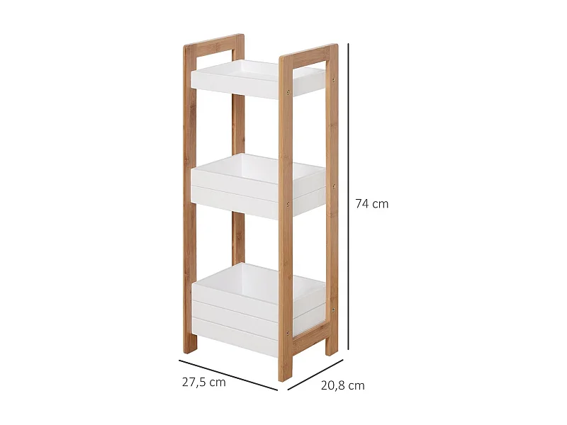Estantería de baño blanco y natural 27,5x20,8x74 cm HOMCOM