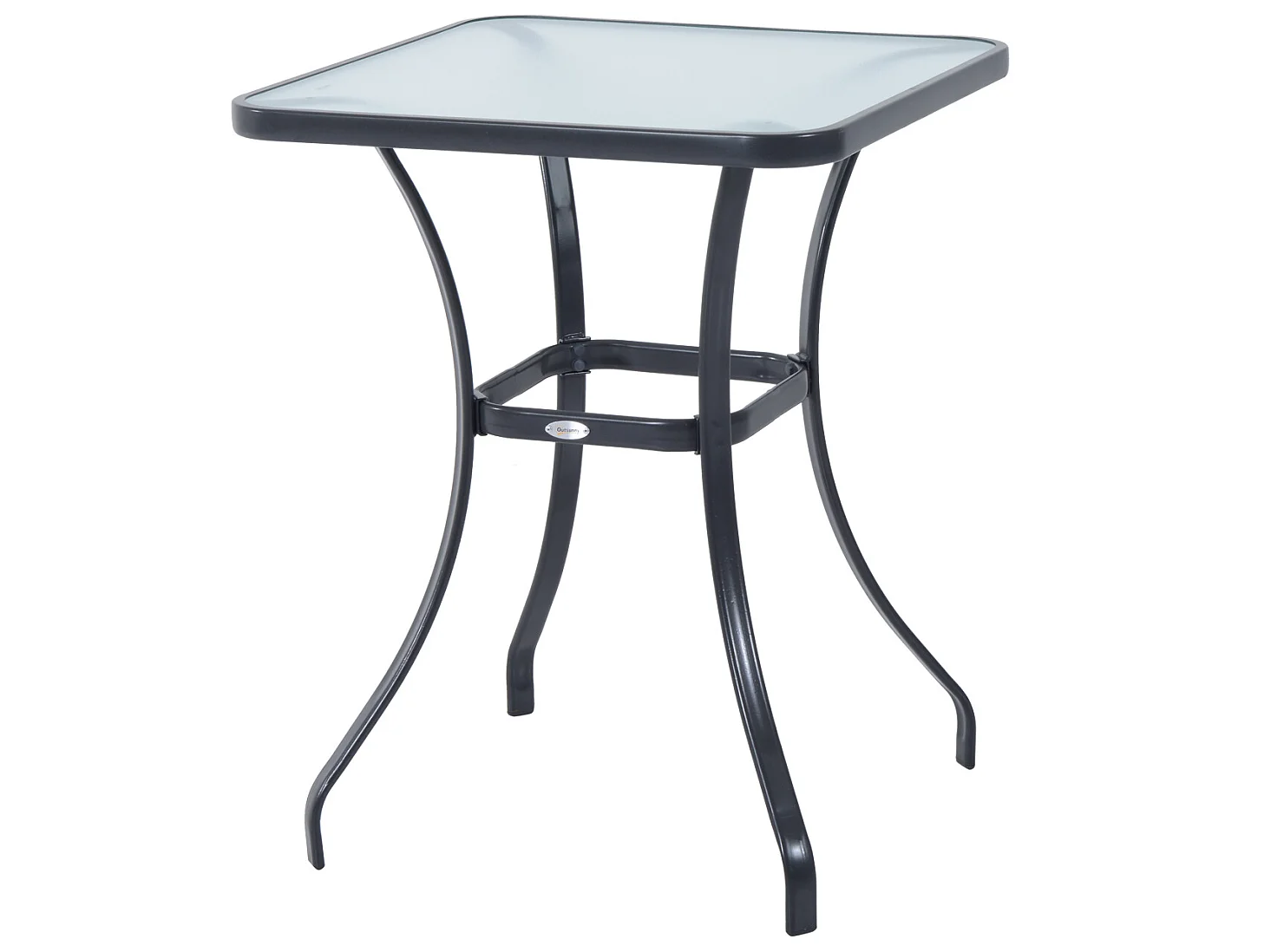 Mesa auxiliar de cristal negro 68.5x68.5x84 cm Outsunny