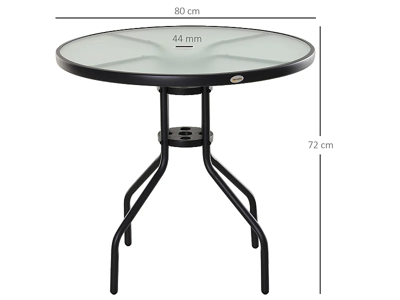 Mesa de jardín negro 80x80x72 cm Outsunny