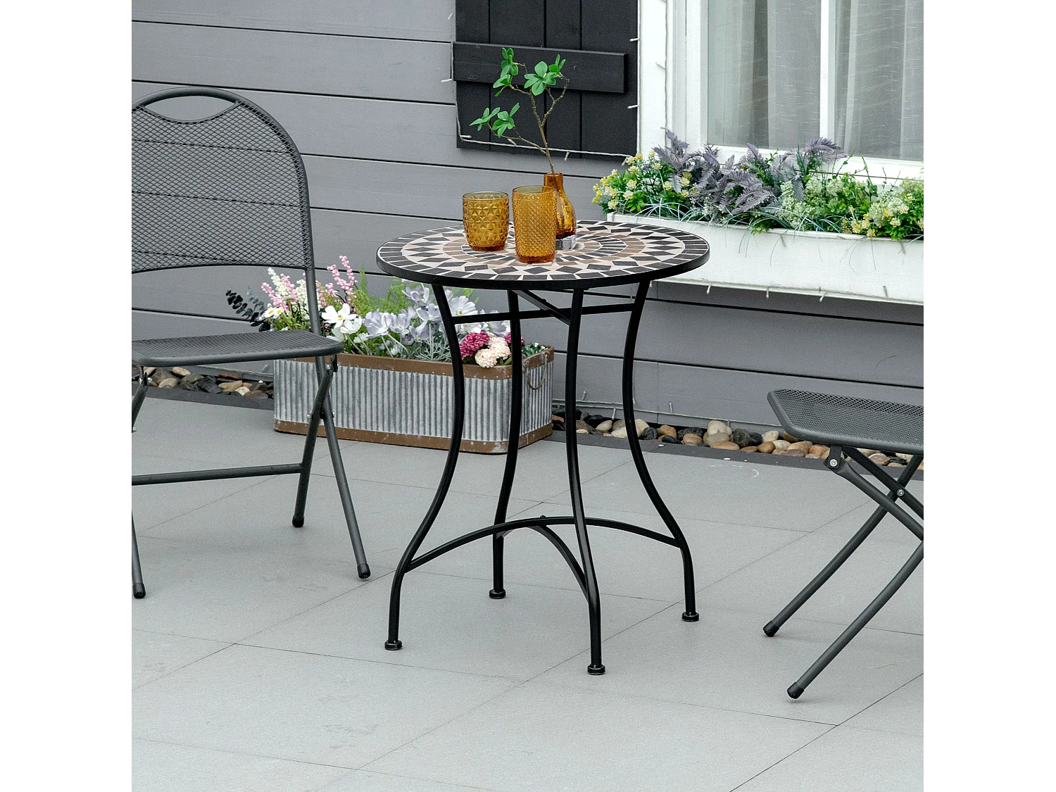 Mesa de jardín negro 60x60x71 cm Outsunny