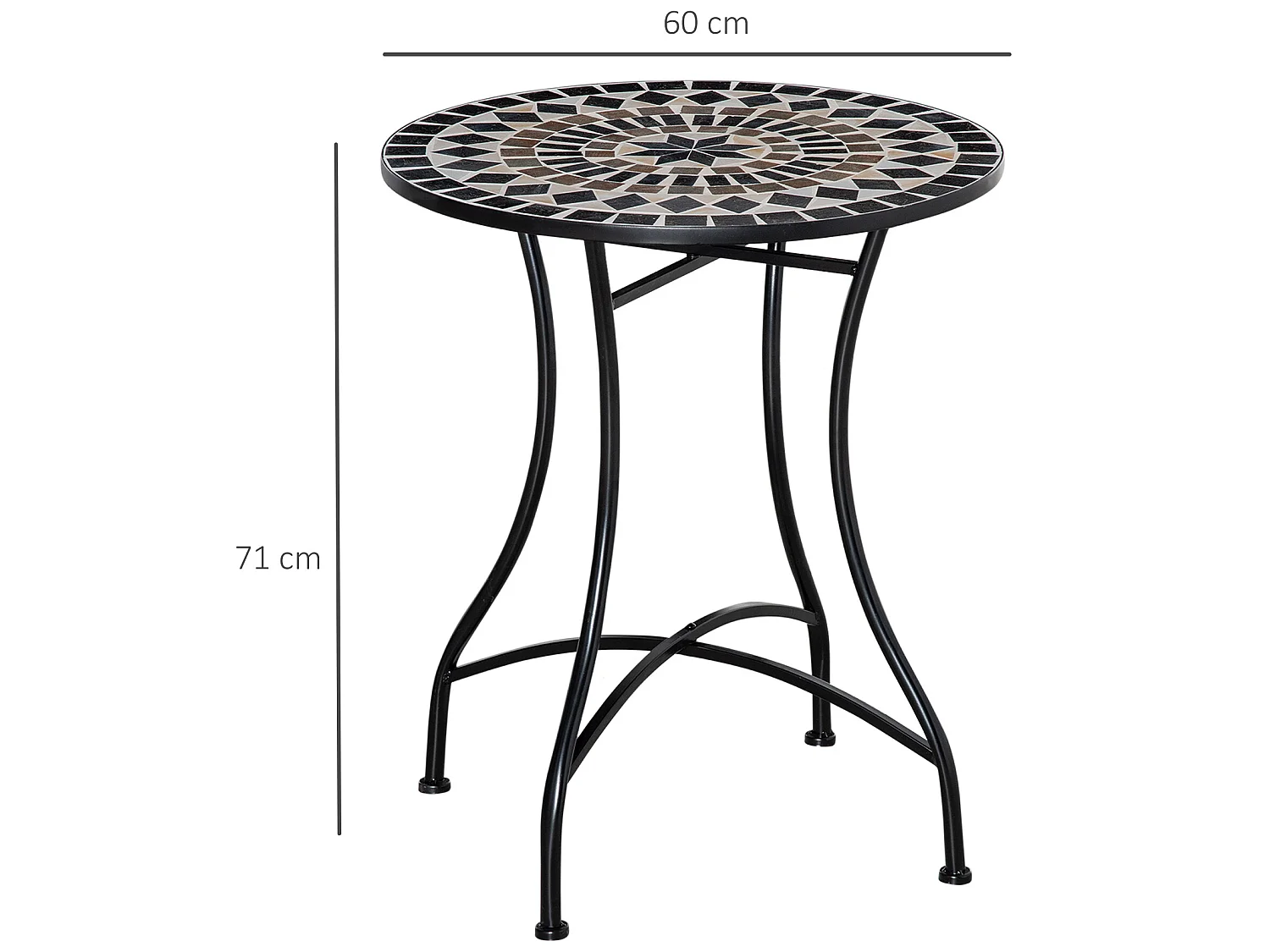 Mesa de jardín negro 60x60x71 cm Outsunny